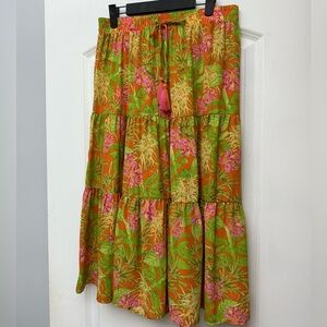 Rose + Olive Print Maxi Skirt
